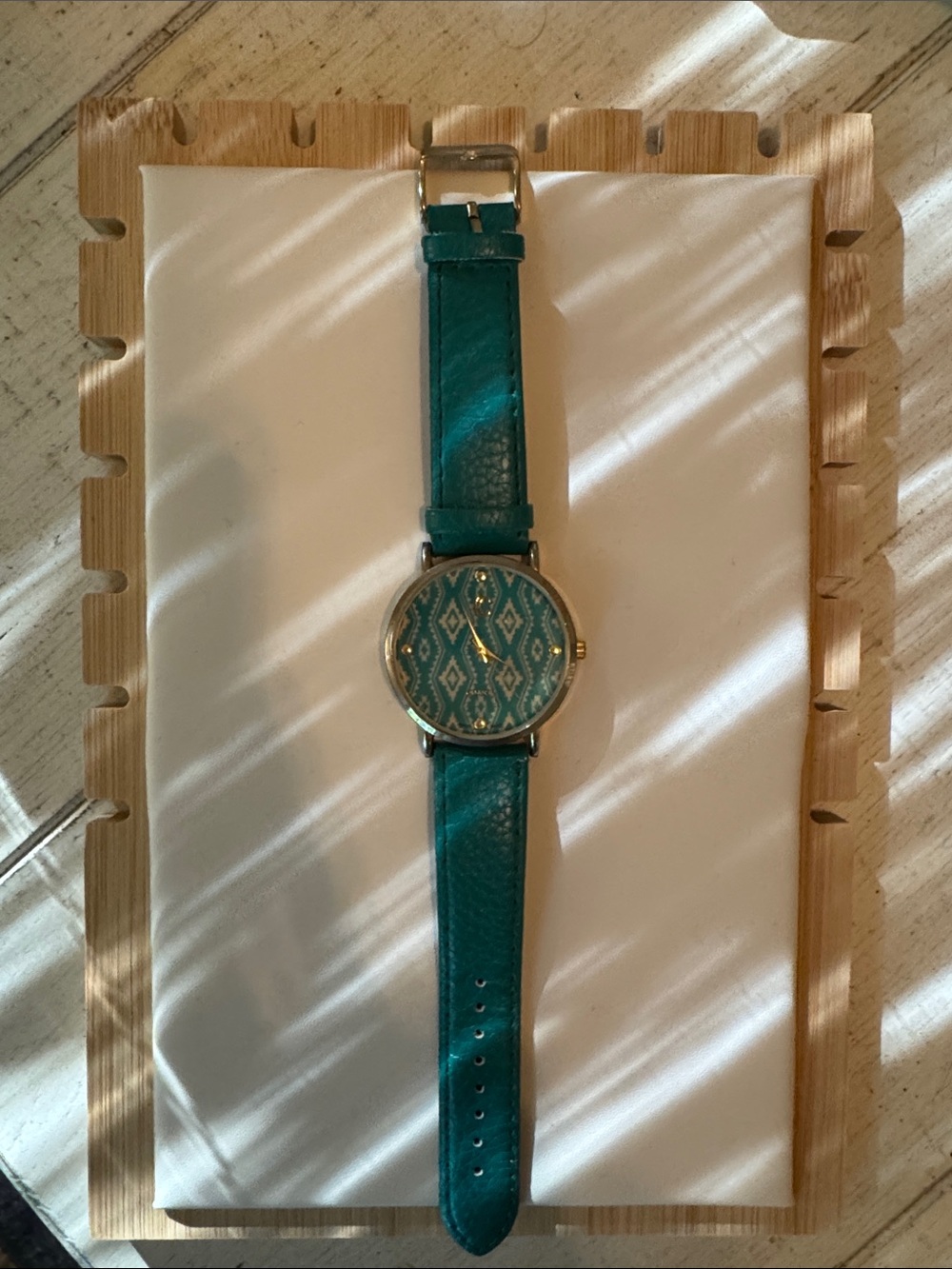 Xhilaration Teal Patterned Dial Watch with Teal Strap